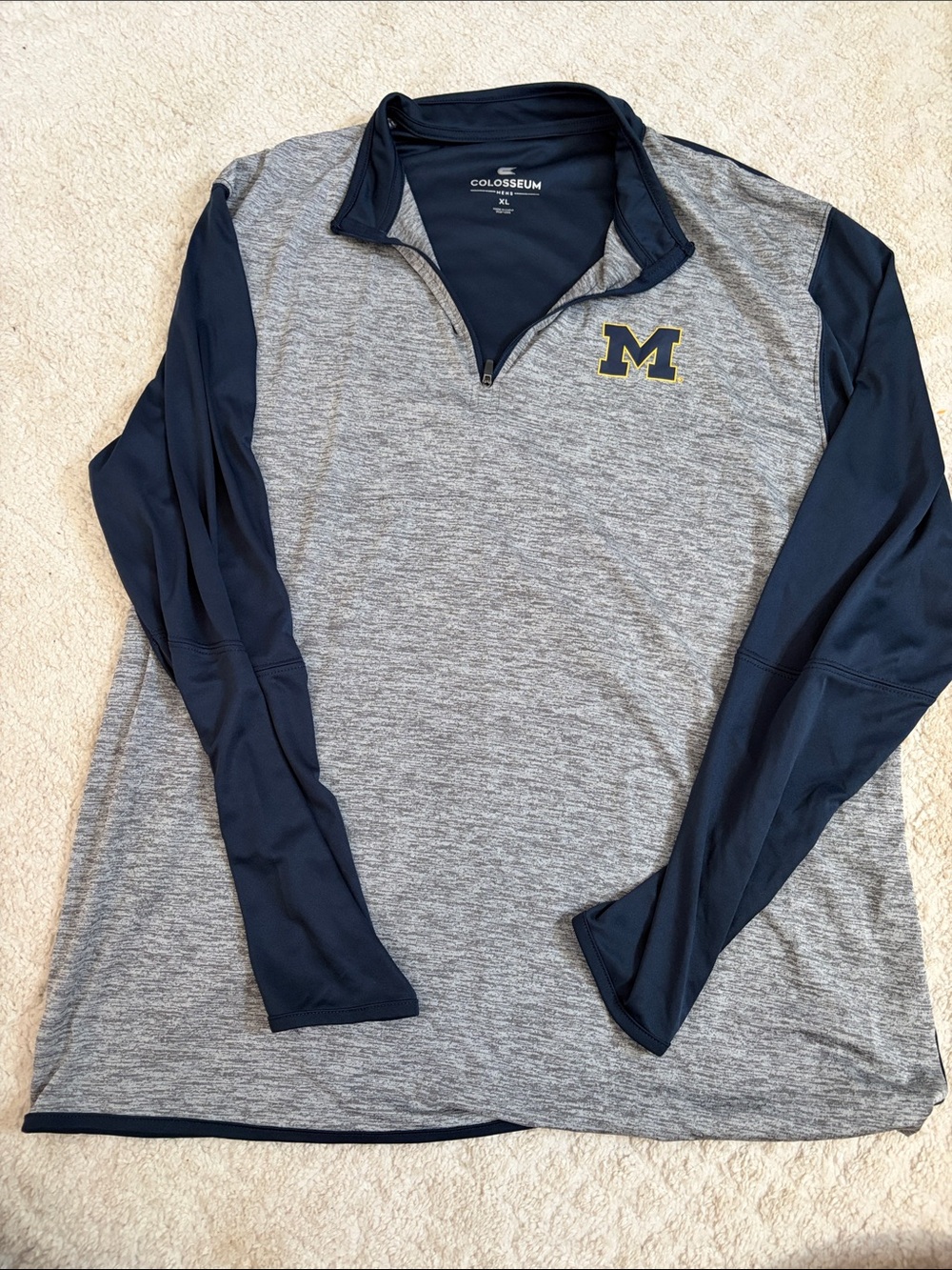 Colosseum Michigan Grey & Navy Quarter-Zip Long Sleeve Pullover